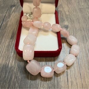 Women’s Natural Rose Quartz Crystals Necklace 20”